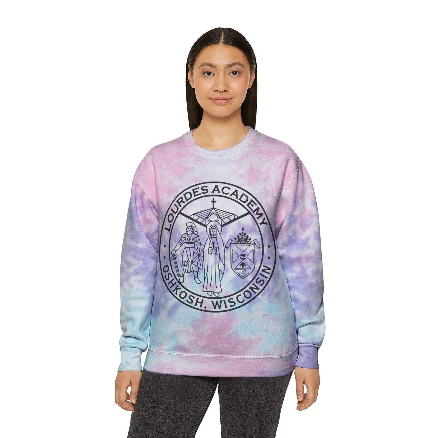 Unisex Lourdes Crest Tie-Dye Sweatshirt