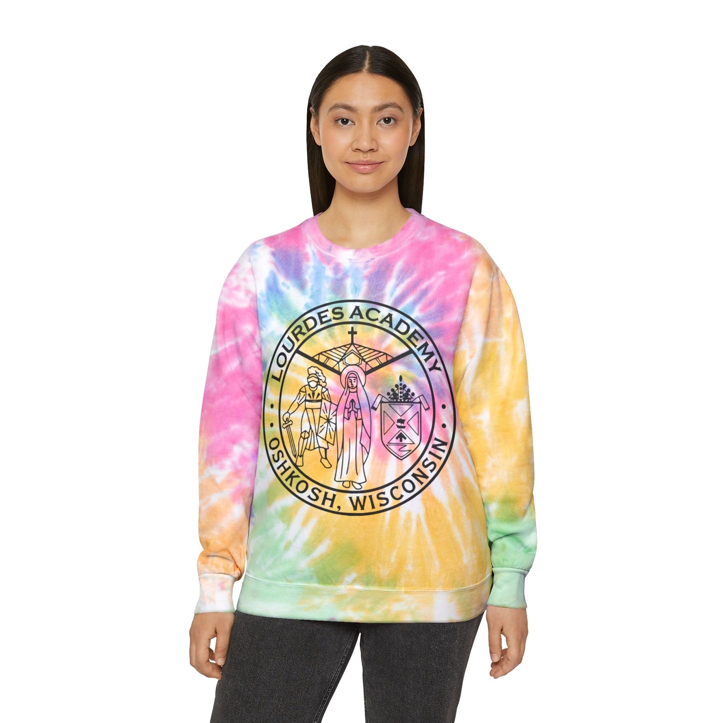 Unisex Lourdes Crest Tie-Dye Sweatshirt