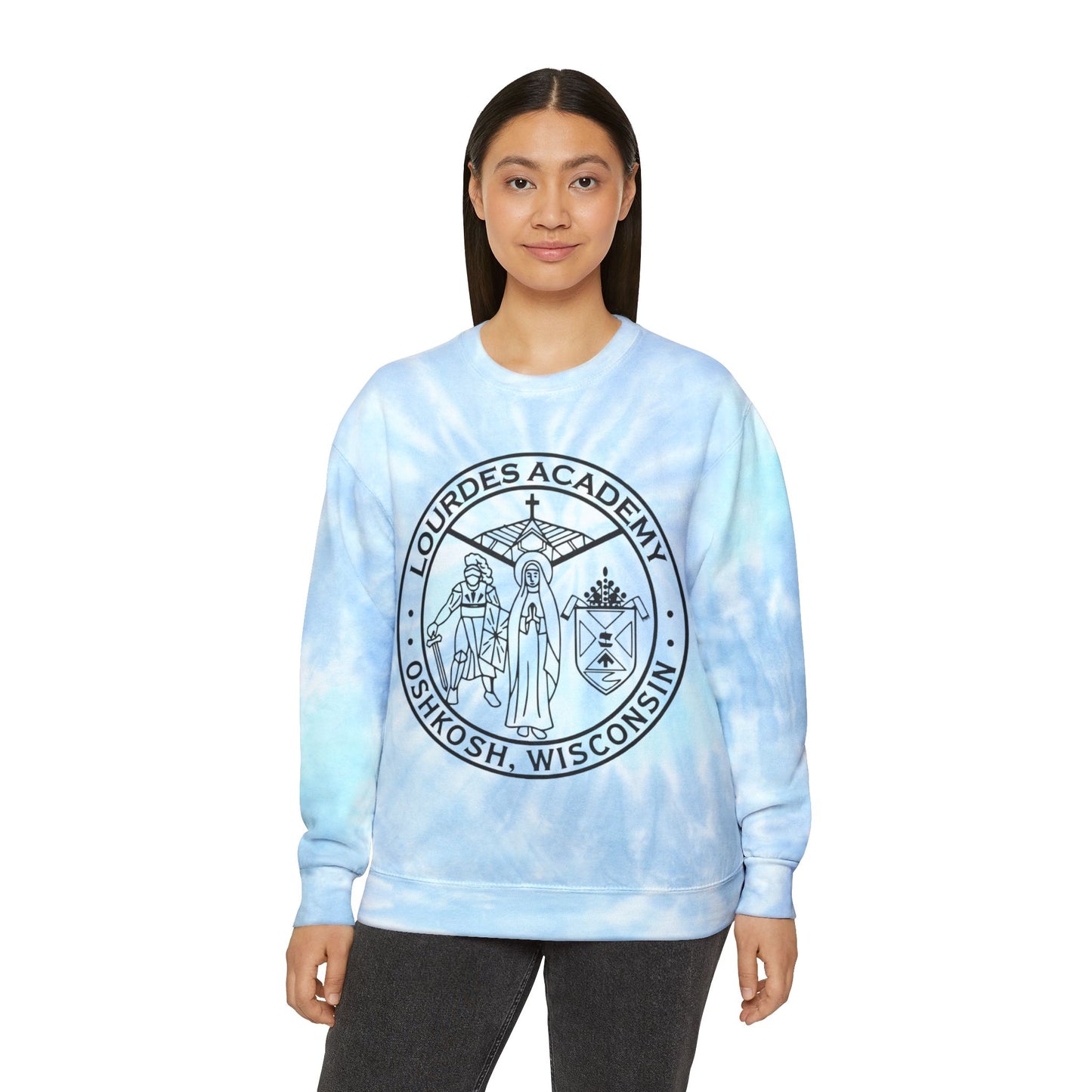 Unisex Lourdes Crest Tie-Dye Sweatshirt