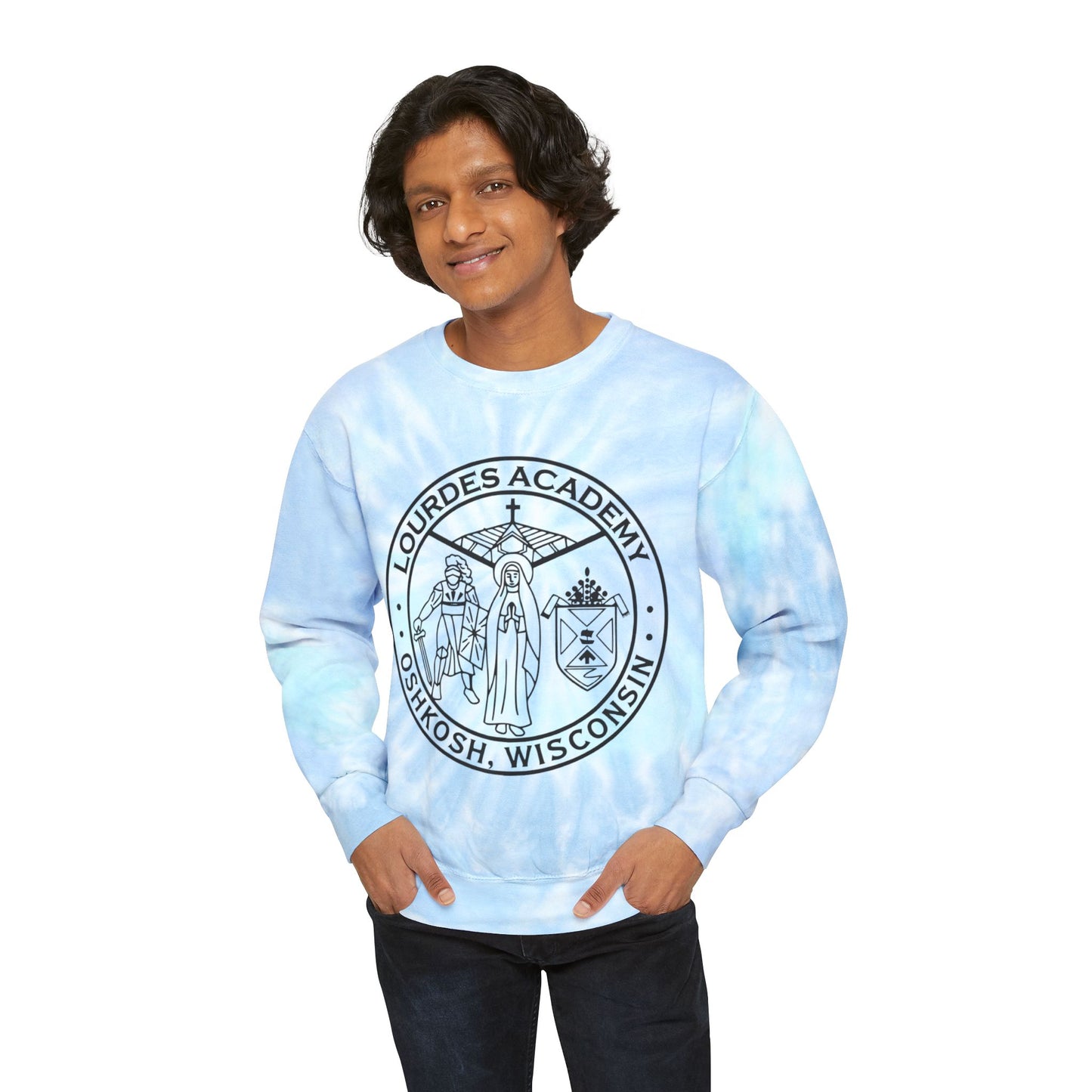 Unisex Lourdes Crest Tie-Dye Sweatshirt